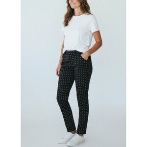 Gap Size 6R Black Skinny Ankle Pants With White Dot Pattern Modern Fit 5 Pockets
